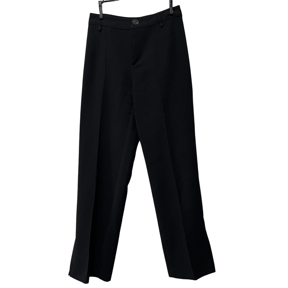 MNG Mango Wide Leg Dress Pants Women's 6 Black Center Seam Slit Office